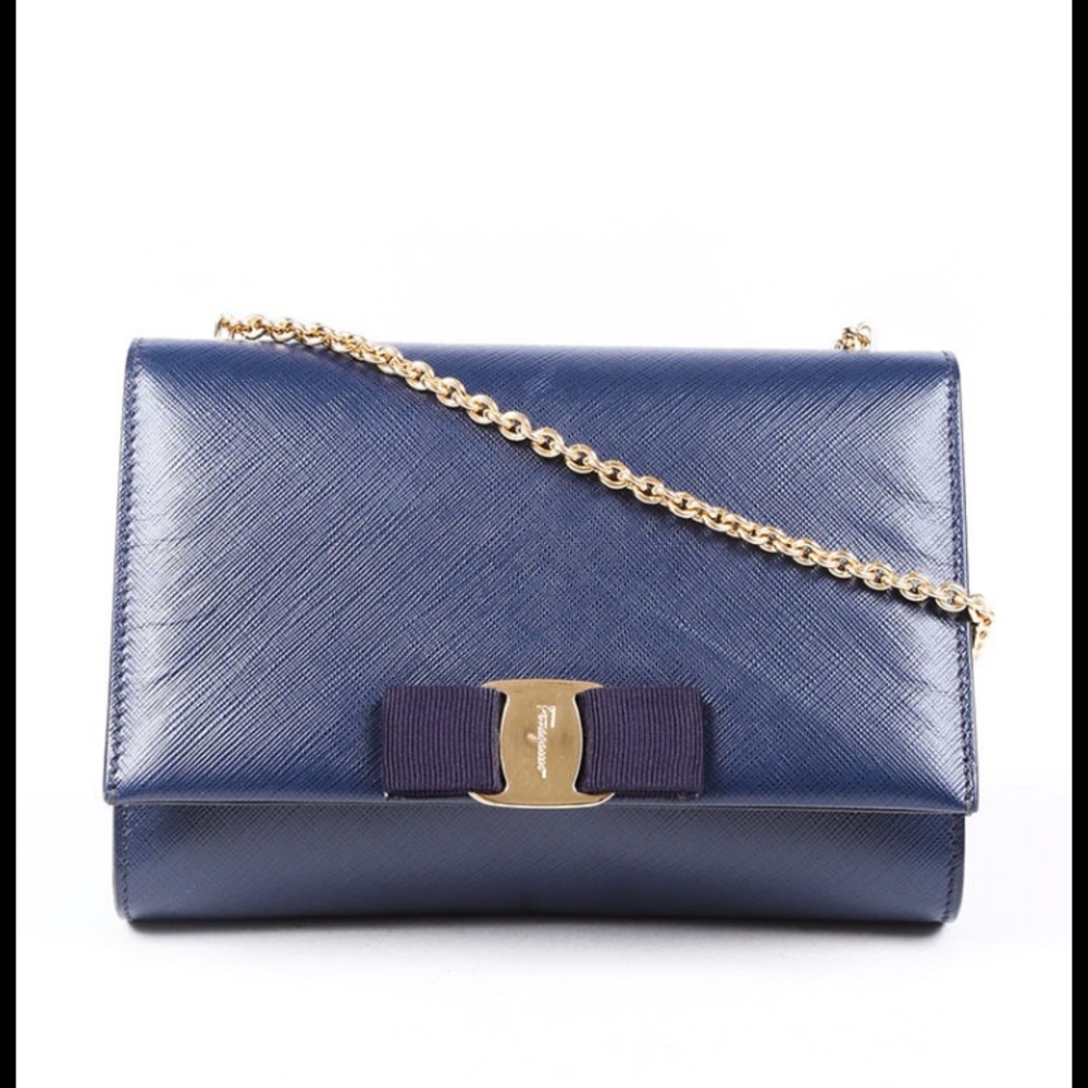 Salvatore Ferragamo Blue Vara Leather Crossbody